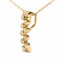 14K Yellow Gold Bezel Set 1/7 Cttw Diamond Vertical Bar Pendant Necklace-3