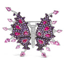 18K White Gold 1.00 Cttw Diamond, Ruby  Sapphire, and Amethyst Mixed Gemstone Butterfly Brooch Pin (G-H Color, VS1-VS2 Clarity)-5