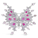 18K White Gold 1.00 Cttw Diamond, Ruby  Sapphire, and Amethyst Mixed Gemstone Butterfly Brooch Pin (G-H Color, VS1-VS2 Clarity)-8