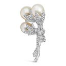 18K White Gold 2 1/5 Cttw Diamond and South Sea Pearl Floral Brooch Pin (G-H Color, VS1-VS2 Clarity)-7