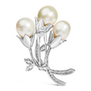 18K White Gold 2 1/5 Cttw Diamond and South Sea Pearl Floral Brooch Pin (G-H Color, VS1-VS2 Clarity)-8