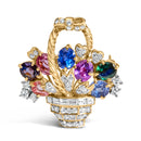 18K Yellow Gold 1 1/10 Cttw Diamond and Mixed Gemstone Floral Bouquet Pendant and Brooch Pin (G-H Color, VS1-VS2 Clarity)-1