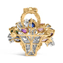 18K Yellow Gold 1 1/10 Cttw Diamond and Mixed Gemstone Floral Bouquet Pendant and Brooch Pin (G-H Color, VS1-VS2 Clarity)-4