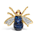 18K Yellow Gold 3/8 Cttw Diamond and 5 4/5 Cttw Blue Sapphire Bumblebee Brooch Pin (F-G Color, VS2-SI1 Clarity)-4