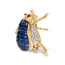 18K Yellow Gold 3/8 Cttw Diamond and 5 4/5 Cttw Blue Sapphire Bumblebee Brooch Pin (F-G Color, VS2-SI1 Clarity)-5