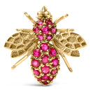 14K Yellow Gold Red Ruby Bee Brooch Pin-1