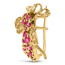 14K Yellow Gold Red Ruby Bee Brooch Pin-2