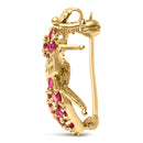 14K Yellow Gold Red Ruby Bee Brooch Pin-3