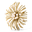18K Yellow Gold Cultured Freshwater Pearl Starburst Brooch Pin-2