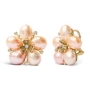 18K Rose Gold 3/8 Cttw Diamond and Freshwater Pearl Blossom Stud Earrings-2