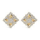 18K Yellow Gold Diamond 5 1/5 Cttw Geometric Cluster Stud Earrings-1