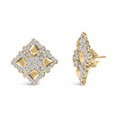 18K Yellow Gold Diamond 5 1/5 Cttw Geometric Cluster Stud Earrings-2