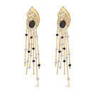 14K Yellow Gold 1.0 Cttw Diamond and Blue Sapphire Chandelier Earrings-1