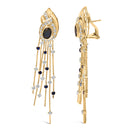 14K Yellow Gold 1.0 Cttw Diamond and Blue Sapphire Chandelier Earrings-3