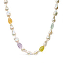 14K Yellow Gold Citrine, Amethyst, and Baroque Pearl Strand Necklace - 18" Inches-4