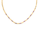 14K Yellow Gold Red Ruby and 3/8 Cttw Diamond Alternating Link Necklace-1