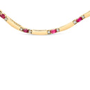 14K Yellow Gold Red Ruby and 3/8 Cttw Diamond Alternating Link Necklace-2