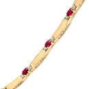 14K Yellow Gold Red Ruby and 3/8 Cttw Diamond Alternating Link Necklace-3