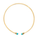 18K Yellow Gold Sculpted Collar Necklace with Turquoise Cabochon Ends-1
