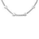 14K White Gold 1.0 Cttw Diamond Flower and Bar Station Necklace-2