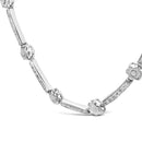 14K White Gold 1.0 Cttw Diamond Flower and Bar Station Necklace-3