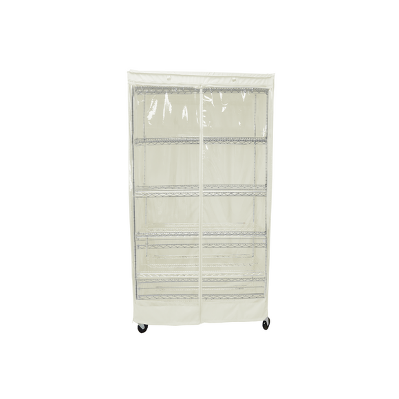 Storage Shelving Unit Cover, fits racks 30"W x 18"D x 72"H one side see through panel in Off White