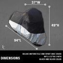 Heavy Duty Motorcycle Cover with Cable & Lock (XL) Black-5