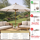 9ft Market Patio Umbrella 6 Rib Replacement Canopy Natural-6