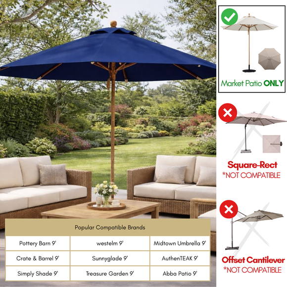 9ft Market Patio Umbrella 6 Rib Replacement Canopy Navy Olefin