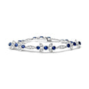 18K White Gold 1 3/4 Cttw Diamond and 3x3mm Round Blue Sapphire Gemstone Floral Link Bracelet (G-H Color, SI1-SI2 Clarity) - Size 7"-5