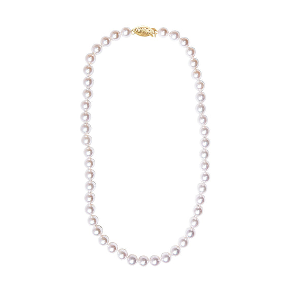 14K Yellow Gold 8.0x8.5mm Akoya Pearl Strand Necklace