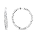 18K White Gold 3 5/8 Cttw Round Diamond Curved Inside-Outside Hoop Earrings (F-G Color, VS1-VS2 Clarity)-5