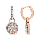 18K Rose Gold 1 1/2 Cttw Round Shaped Diamond Composite Drop and Dangle Leverback Earrings (F-G Color, VS1-VS2 Clarity)-6
