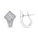 18K White Gold 1 1/10 Cttw Round Diamond Cluster with Halo Hoop Huggie Earring (F-G Color, VS1-VS2 Clarity)-6