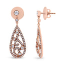 18K Rose Gold 1 1/4 Cttw Diamond Teardrop Shaped Drop and Dangle Screw Back Stud Earring (F-G Color, VS1-VS2 Clarity)-7