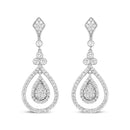 18K White Gold 1 1/4 Cttw Round Diamond Openwork Teardrop-Shaped Dangle Earrings (F-G Color, VS1-VS2 Clarity)-5