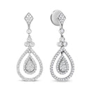 18K White Gold 1 1/4 Cttw Round Diamond Openwork Teardrop-Shaped Dangle Earrings (F-G Color, VS1-VS2 Clarity)-6