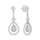18K White Gold 1 1/4 Cttw Round Diamond Openwork Teardrop-Shaped Dangle Earrings (F-G Color, VS1-VS2 Clarity)-7