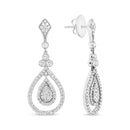 18K White Gold 1 1/4 Cttw Round Diamond Openwork Teardrop-Shaped Dangle Earrings (F-G Color, VS1-VS2 Clarity)-8