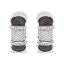 18K White Gold Flash Plated .925 Sterling Silver Clear Graphite Grey Enamel 5/8 Cttw Round Diamonds Huggie Hoop Earrings (F-G Color, VS1-VS2 Clarity)-8