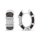 18K White Gold Flash Plated .925 Sterling Silver Clear Graphite Grey Enamel 5/8 Cttw Round Diamonds Huggie Hoop Earrings (F-G Color, VS1-VS2 Clarity)-10
