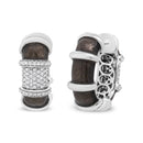 18K White Gold Flash Plated .925 Sterling Silver Clear Graphite Grey Enamel 5/8 Cttw Round Diamonds Huggie Hoop Earrings (F-G Color, VS1-VS2 Clarity)-12