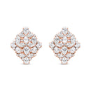 18K Rose Gold 8 1/3 Cttw Pear and Round Diamond Floral Cluster Omega Earrings (F-G Color, VS1-VS2 Clarity)-6