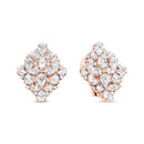 18K Rose Gold 8 1/3 Cttw Pear and Round Diamond Floral Cluster Omega Earrings (F-G Color, VS1-VS2 Clarity)-7