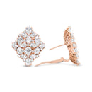 18K Rose Gold 8 1/3 Cttw Pear and Round Diamond Floral Cluster Omega Earrings (F-G Color, VS1-VS2 Clarity)-9