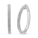 18K White Gold 2 1/3 Cttw Pave Set Diamond Semi Eternity Leverback Hoop Earrings (F-G Color, VS1-VS2 Clarity)-6