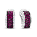 18K White Gold and Black Rhodium Plated 3/4 Cttw Round Diamonds and 1mm Round Red Ruby Huggie Hoop Earrings (F-G Color, VS1-VS2 Clarity)-7
