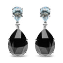 18K White Gold 1/5 Cttw Diamond with Pear Cut Sky Blue Topaz and Pear-Cut Black Onyx Gemstone Dangle Earring (G-H Color, SI1-SI2 Clarity)-4