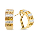18K Yellow Gold 1 3/4 Cttw Invisible Set Princess Cut Diamond and 2.5mm Yellow Sapphire Huggie Hoop Earrings (F-G Color, VS1-VS2 Clarity)-7