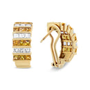 18K Yellow Gold 1 3/4 Cttw Invisible Set Princess Cut Diamond and 2.5mm Yellow Sapphire Huggie Hoop Earrings (F-G Color, VS1-VS2 Clarity)-10